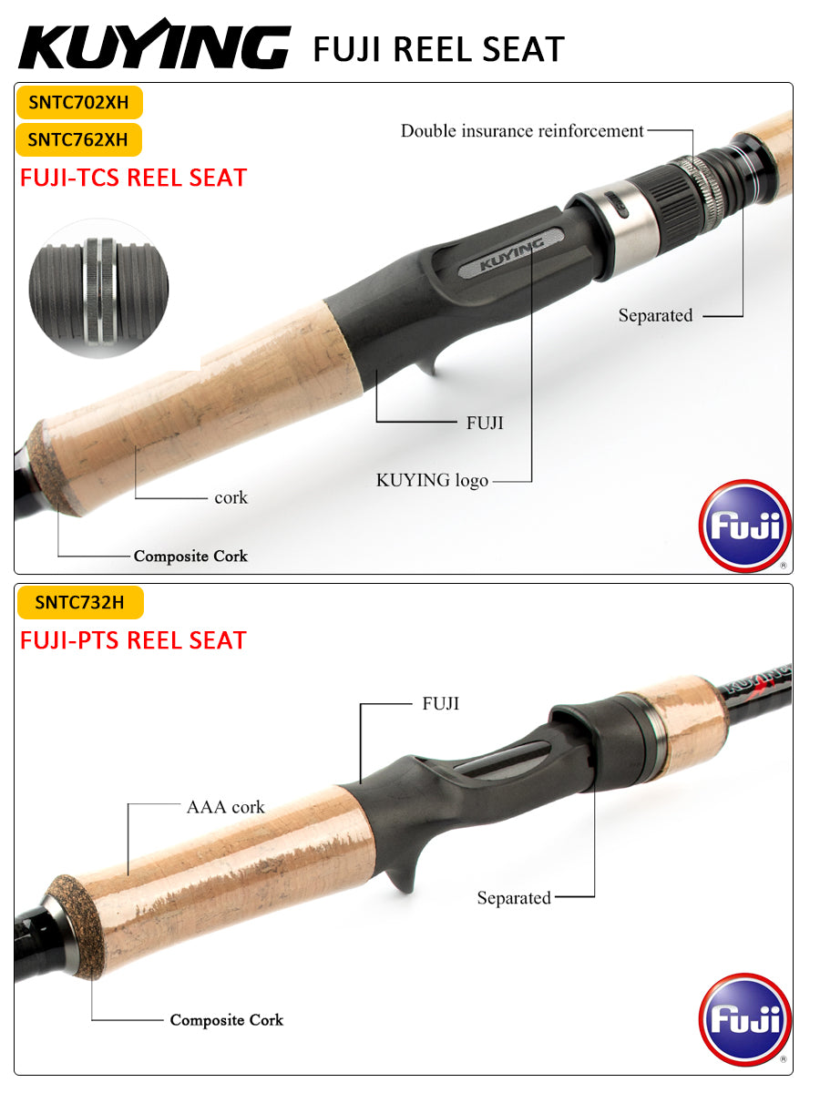 KUYING SNATCH 7' 2.1m 7'3" 2.19m 7'6" 2.28m H XH Super Hard Snakehead Fish Casting Baitcasting Fishing Rod 6-60g 15-30LB Carbon