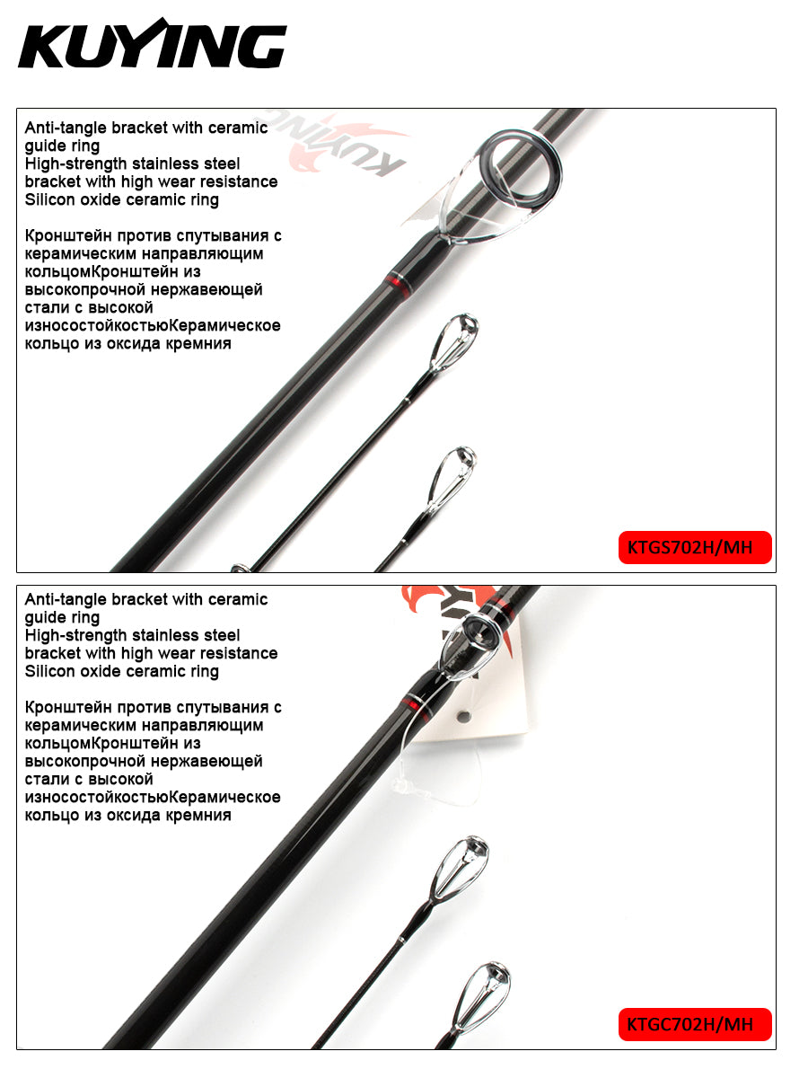 KUYING TOURNAMENT GRADE 7' Double Tips M MH Fishing Lure Rod Snake Head Fish Casting Spinning Carbon FUJI Medium Fast