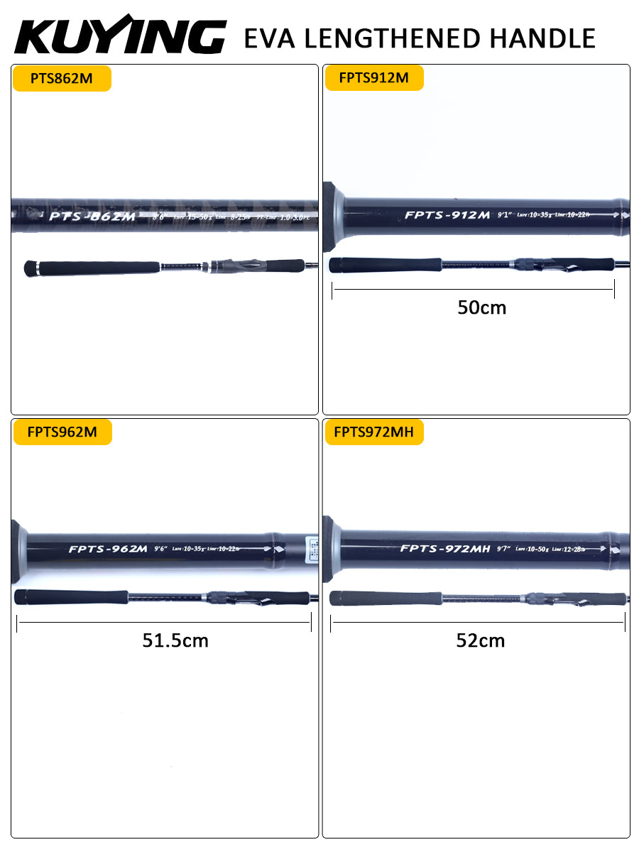 KUYING PIRATE 8'6" 2.58m 9'1" 2.77m 9'6" 2.89m 9'7" 2.92m Distance Throwing Fishing Rod Lure Cane Pole Spinning FUJI Carbon M Medium Fast Far away