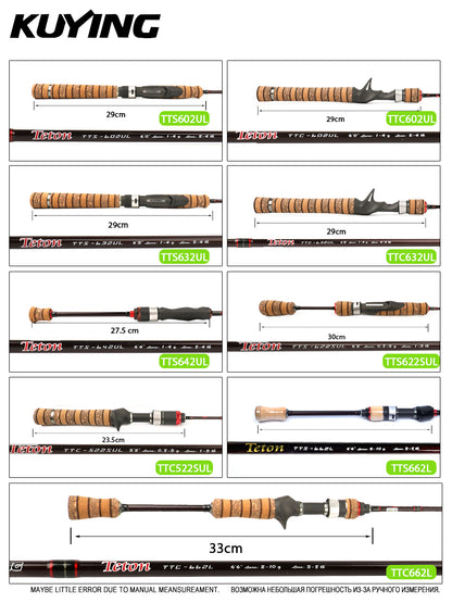 KUYING TETON L UL SUL Fishing Rod Spinning Casting FUJI Carbon