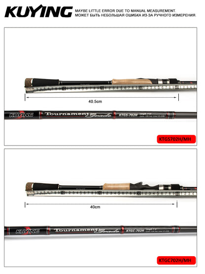 KUYING TOURNAMENT GRADE 7' Double Tips M MH Fishing Lure Rod Snake Head Fish Casting Spinning Carbon FUJI Medium Fast