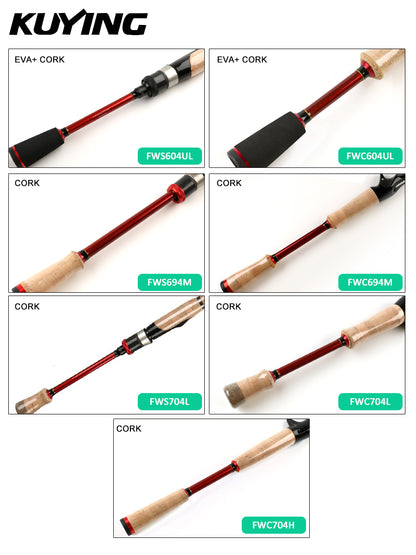 KUYING FREESTYLE WALKER 4 Sections 6‘ 6’9“ 7‘ Lure Fishing Rod Mini Pocket Travel Pole Spinning Casting FUJI Carbon UL M L H