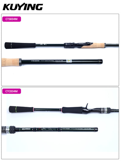 KUYING CULTER GAME Mini 4 Sections 8'3" 2.53m M Pocket Travel Spinning Casting FUJI A Ring Carbon Fishing Rod Cane Pole Medium