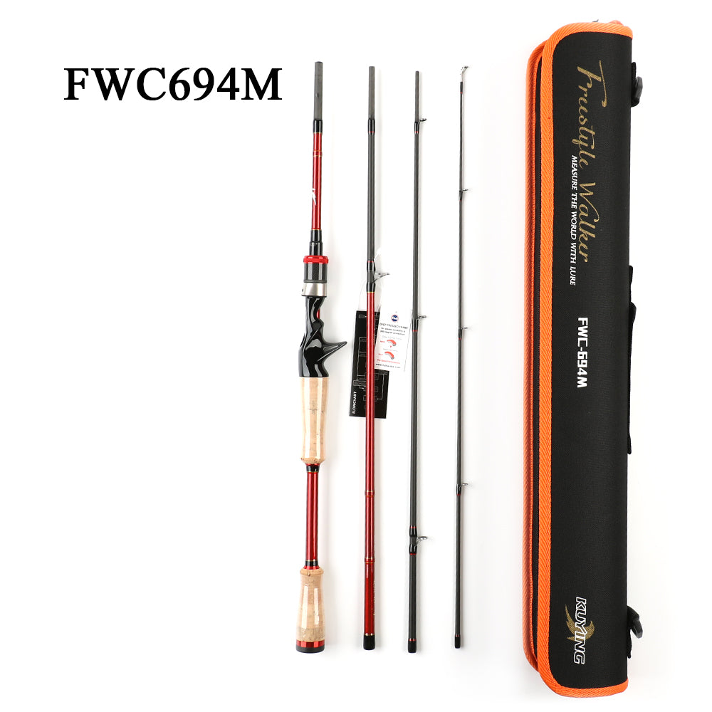 KUYING FREESTYLE WALKER 4 Sections 6‘ 6’9“ 7‘ Lure Fishing Rod Mini Pocket Travel Pole Spinning Casting FUJI Carbon UL M L H